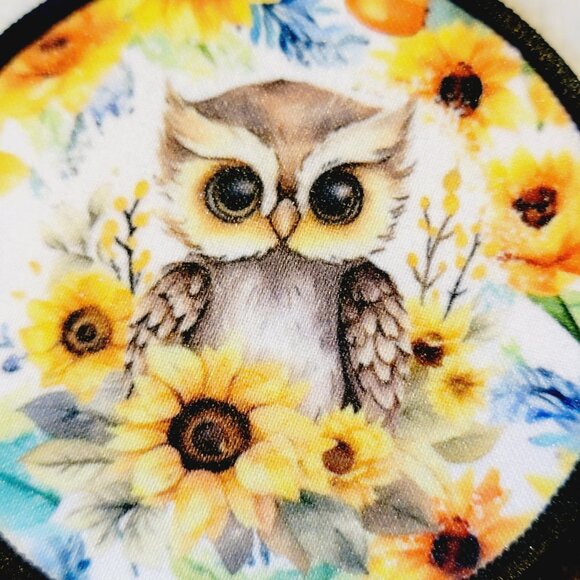 Owl Floral DYI Fabric Hat Patch Glue Iron On Sew Custom Hat Patch - Picture 4 of 6